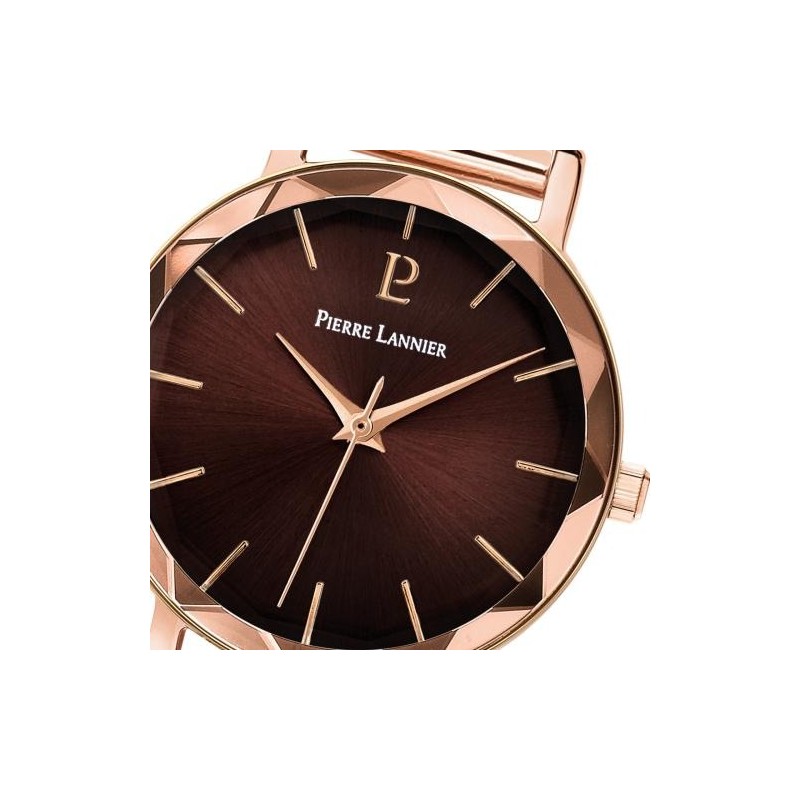 Montre Pierre Lannier Femme Multiples - Doré rose cadran chocolat