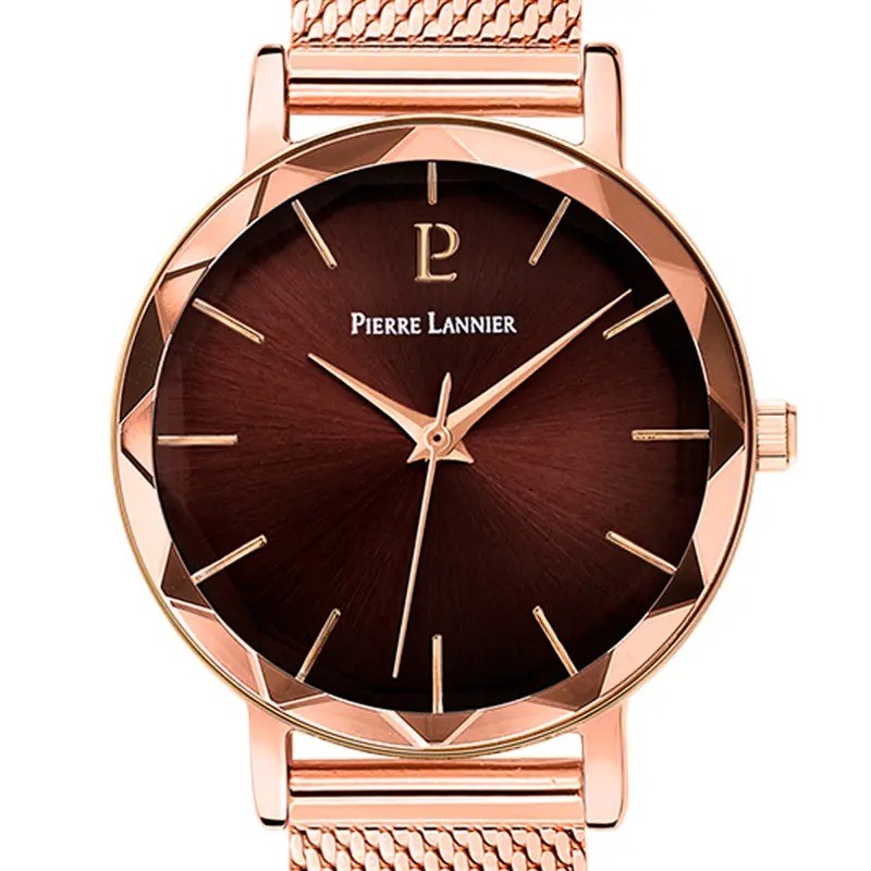 Montre Pierre Lannier Femme Multiples - Doré rose cadran chocolat