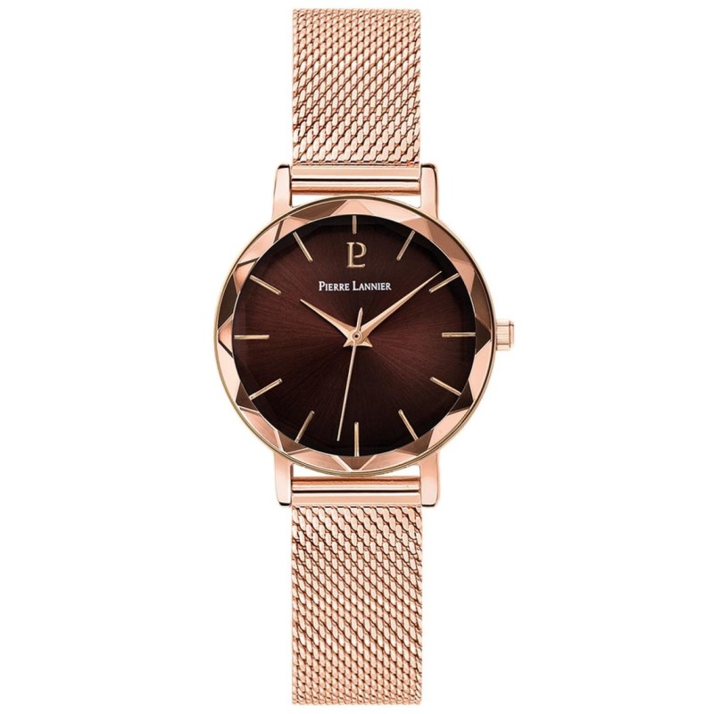 Montre Pierre Lannier Femme Multiples - Doré rose cadran chocolat