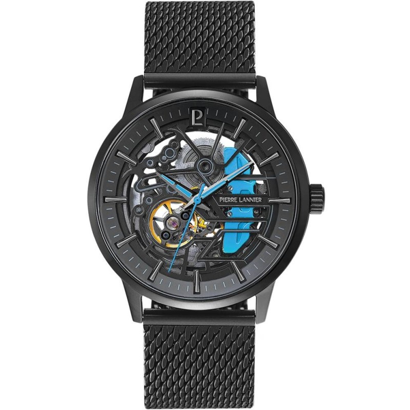 Montre Pierre Lannier Homme Automatique Paddock - Noir Eléments bleus
