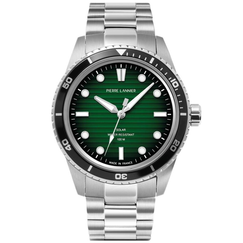 Montre Pierre Lannier Homme Inti Solar - Argenté Fond Vert