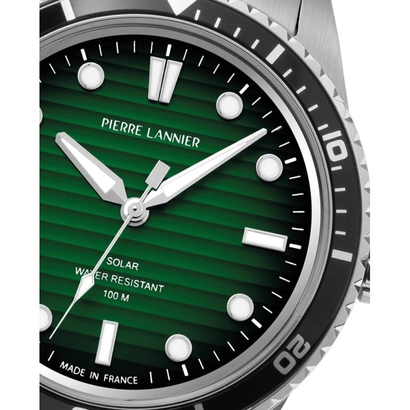 Montre Pierre Lannier Homme Inti Solar - Argenté Fond Vert