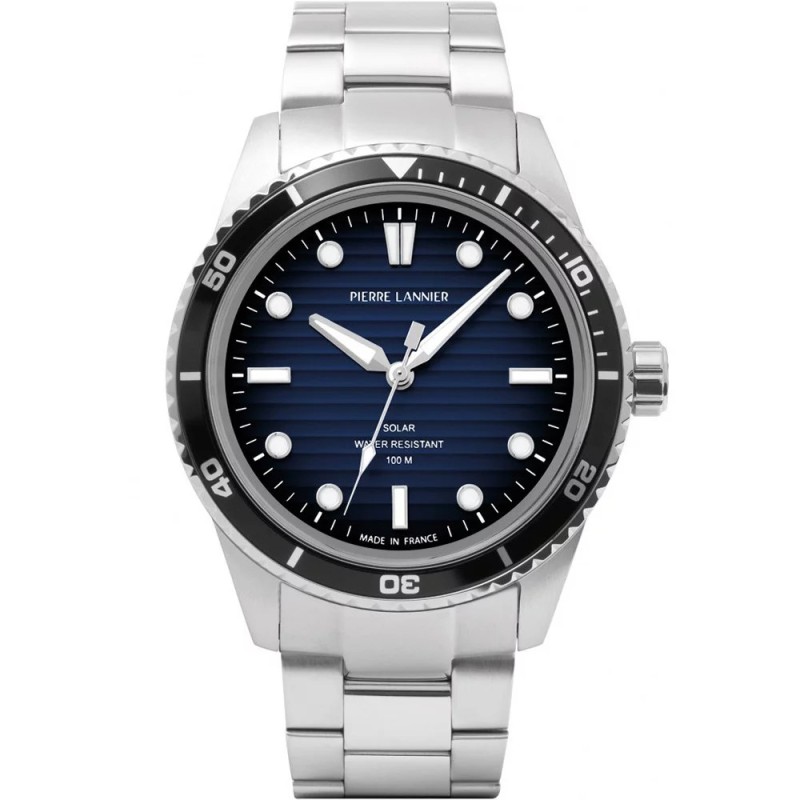 Montre Pierre Lannier Homme Inti Solar - Argenté Fond Bleu