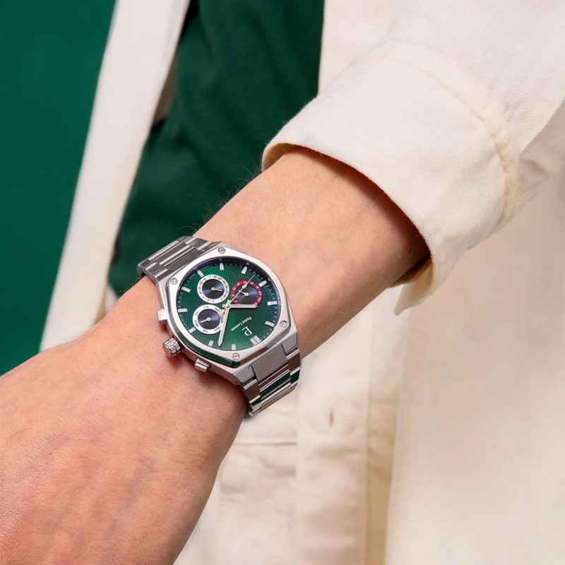 Montre Pierre Lannier Homme Quartz Copilote - Argenté Fond Vert