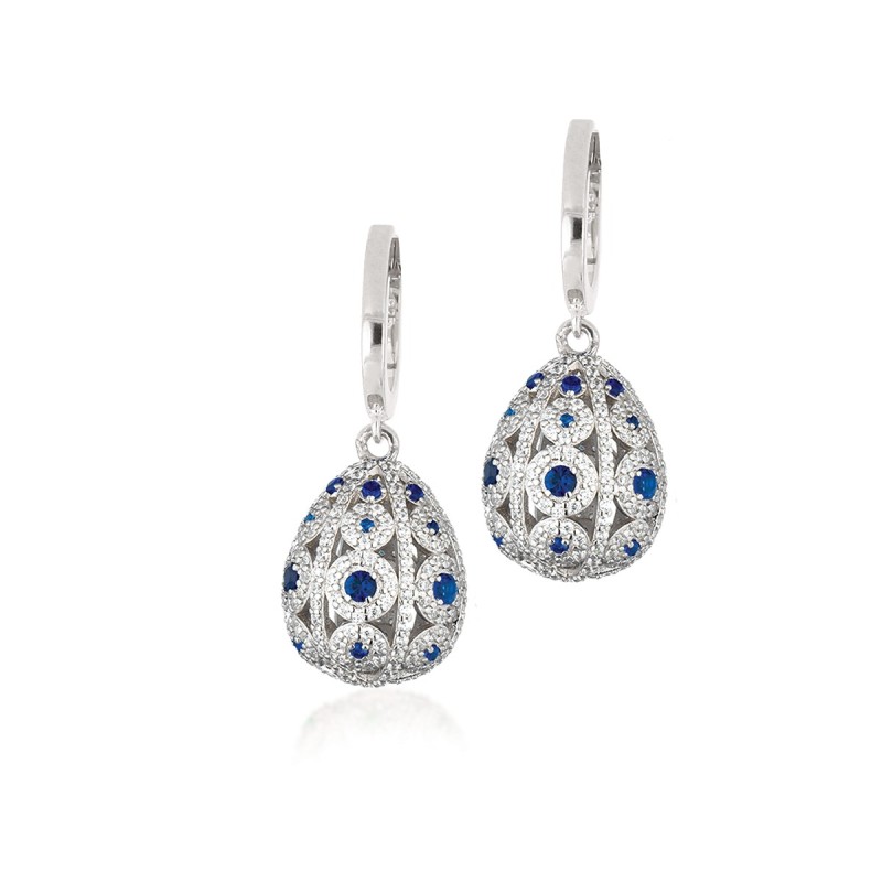 Boucles d'oreilles femme pendantes Tsar Collection Silver Egg - Argent