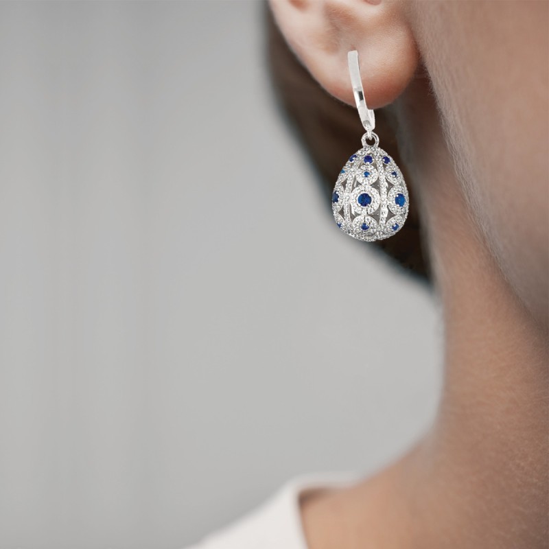 Boucles d'oreilles femme pendantes Tsar Collection Silver Egg - Argent