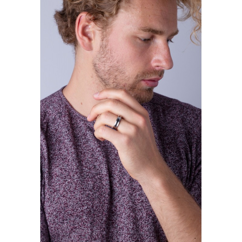 Bague Phebus acier et câble noir