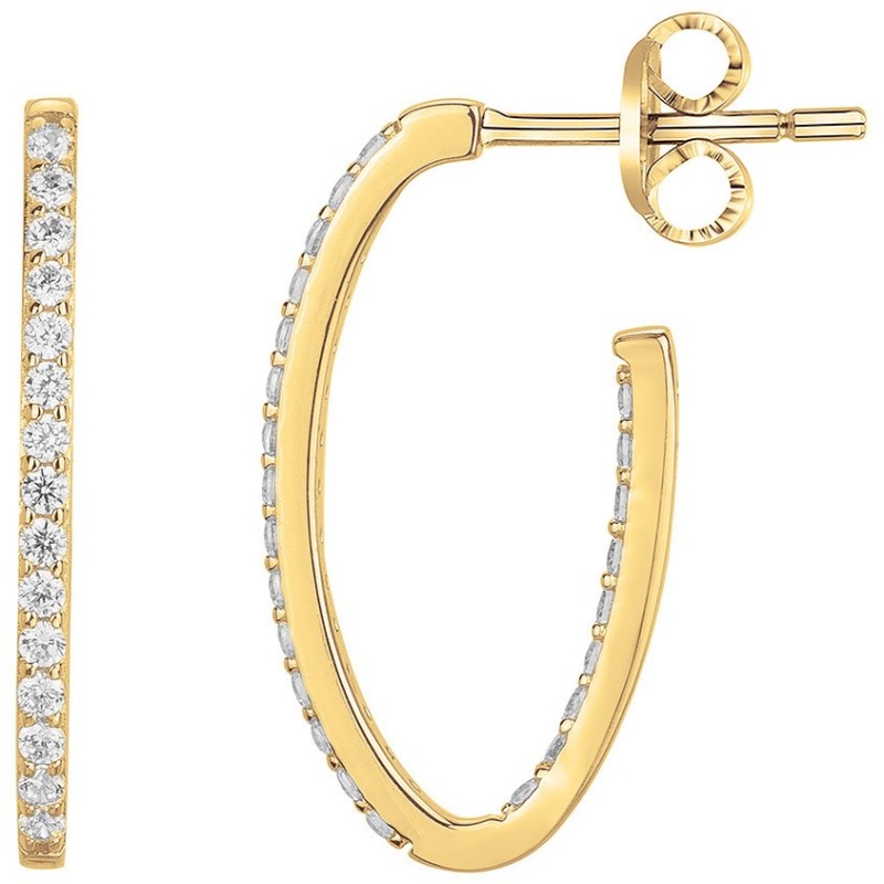 Boucles d'oreilles Femme Carador Demi Créoles Plaqué Or & Oxydes de Zirconium