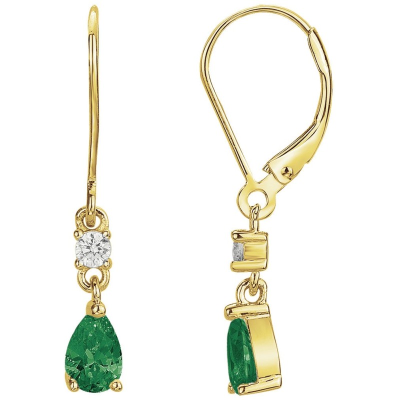 Boucles d'oreilles dormeuses femme carador en plaqué or avec oxydes de zirconium blanc et vert