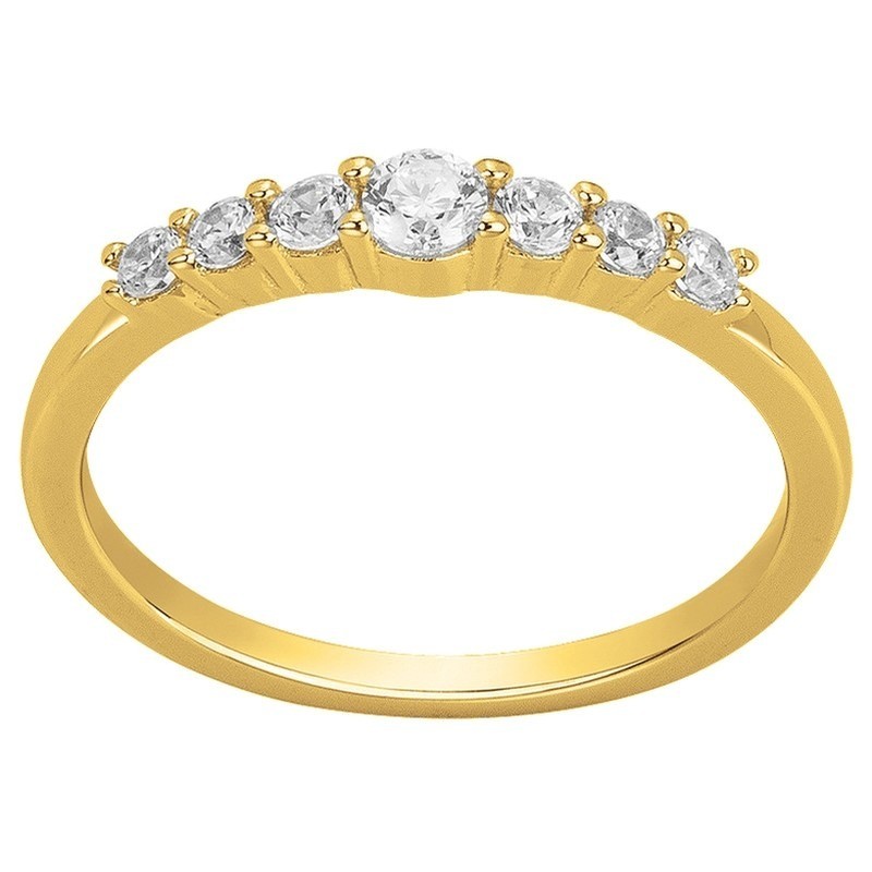 Bague Solitaire Accompagné Femme Carador en plaqué or avec oxydes de zirconium