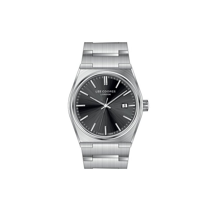 Montre Homme Lee Cooper - Acier Argenté Fond Noir