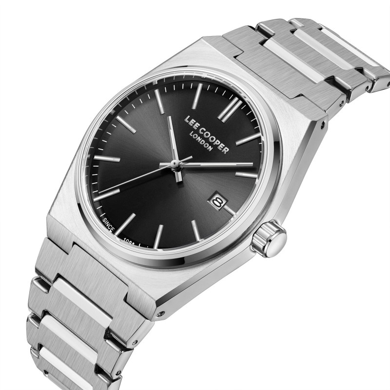 Montre Homme Lee Cooper - Acier Argenté Fond Noir