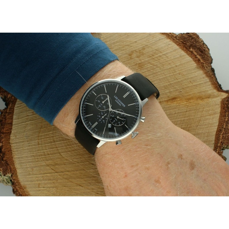 Montre Homme Lee Cooper - Acier Argenté Bracelet Noir