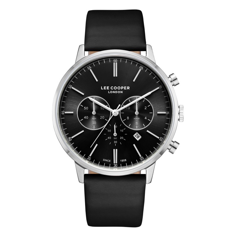 Montre Homme Lee Cooper - Acier Argenté Bracelet Noir