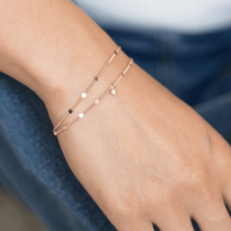 Bracelet plaqué or et diamant Etat D'âme La Garçonne