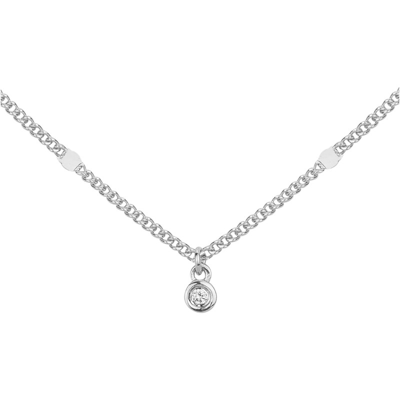 Collier La Garçonne argent 925/000 rhodié et diamant Collection Pure