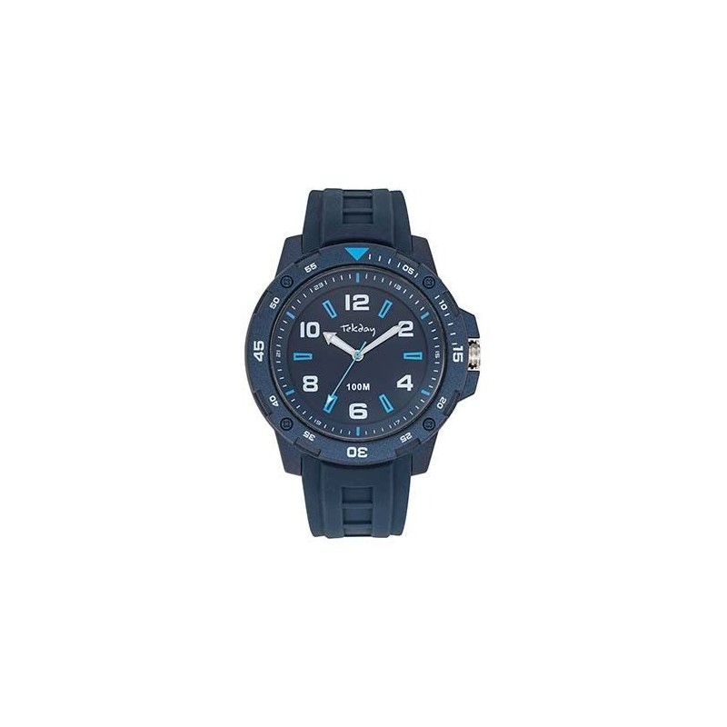 Montre Tekday Homme bracelet silicone bleu foncé
