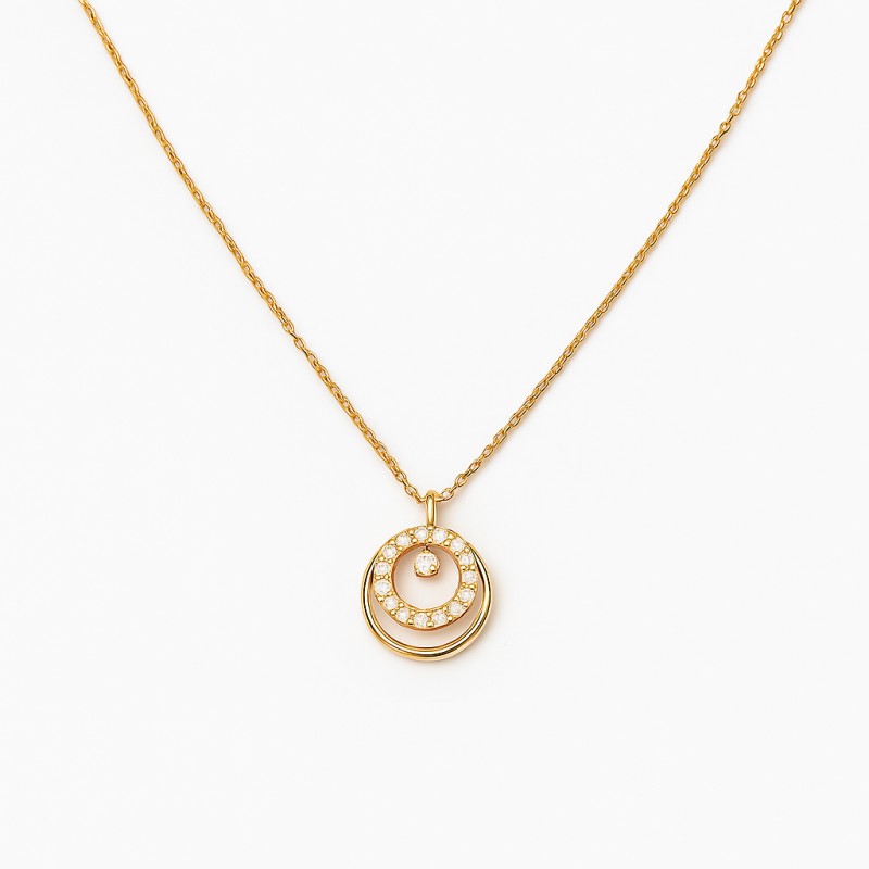 Collier Carador Or Jaune 375/000 Diamants - Double Cercles