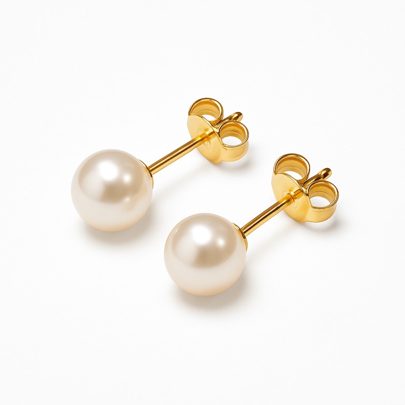 Boucles d'oreilles Carador Or Jaune 750/000 - Perle de culture 6mm