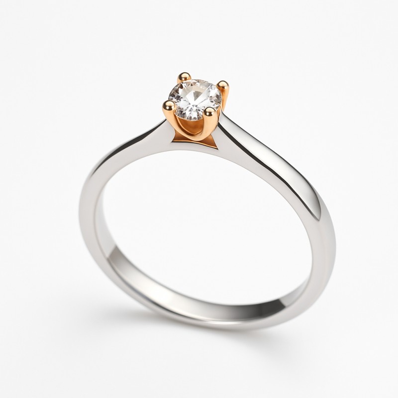 Bague Solitaire Carador Or Blanc 375/000 Diamant sur chaton doré rose