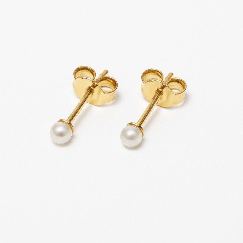 Boucles d'oreilles Carador Or Jaune 750/000 - Perle de culture 2mm