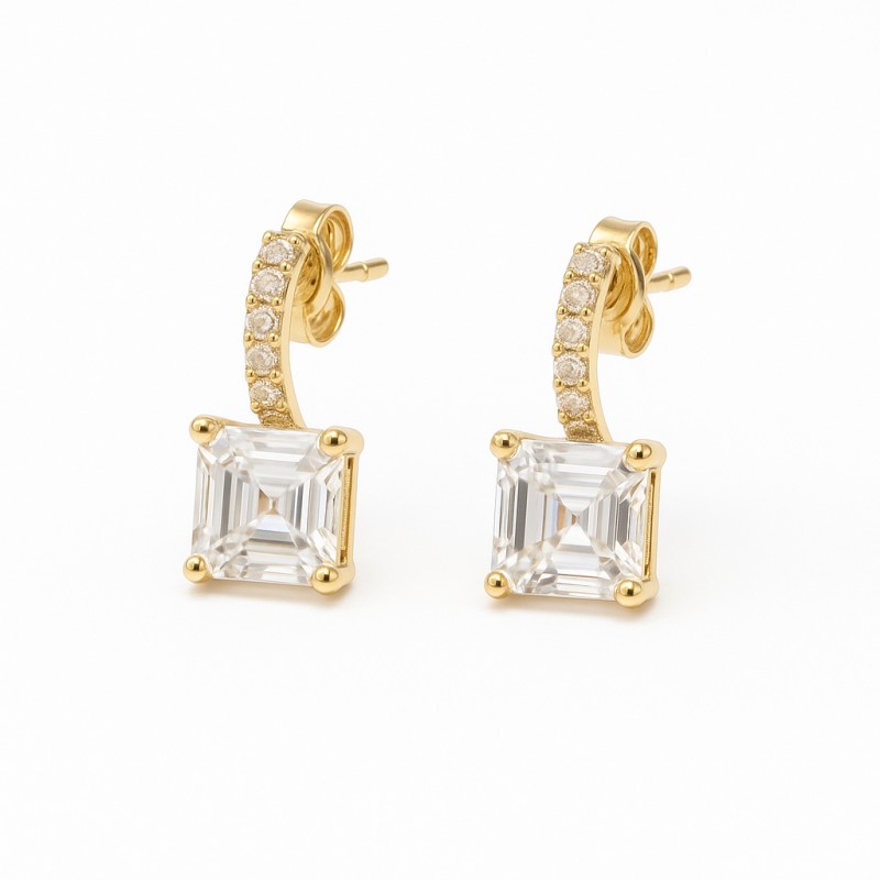 Boucles d'oreilles clous pendantes Carador - Or Jaune 375/000 Oxydes de zirconium