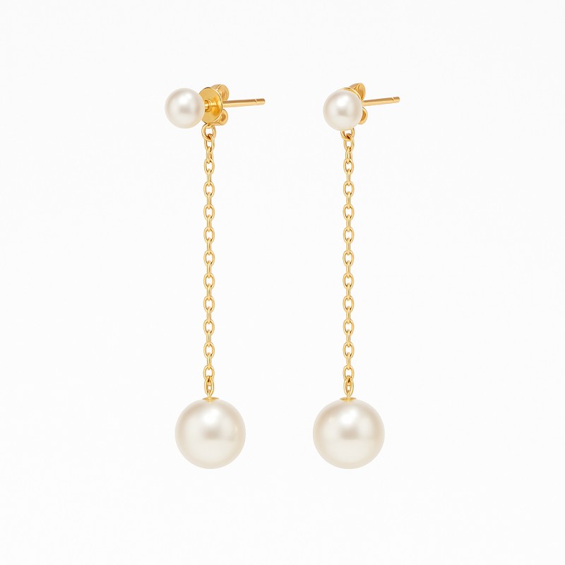 Boucles d'oreilles clous pendantes Carador - Or Jaune 375/000 Perles de culture