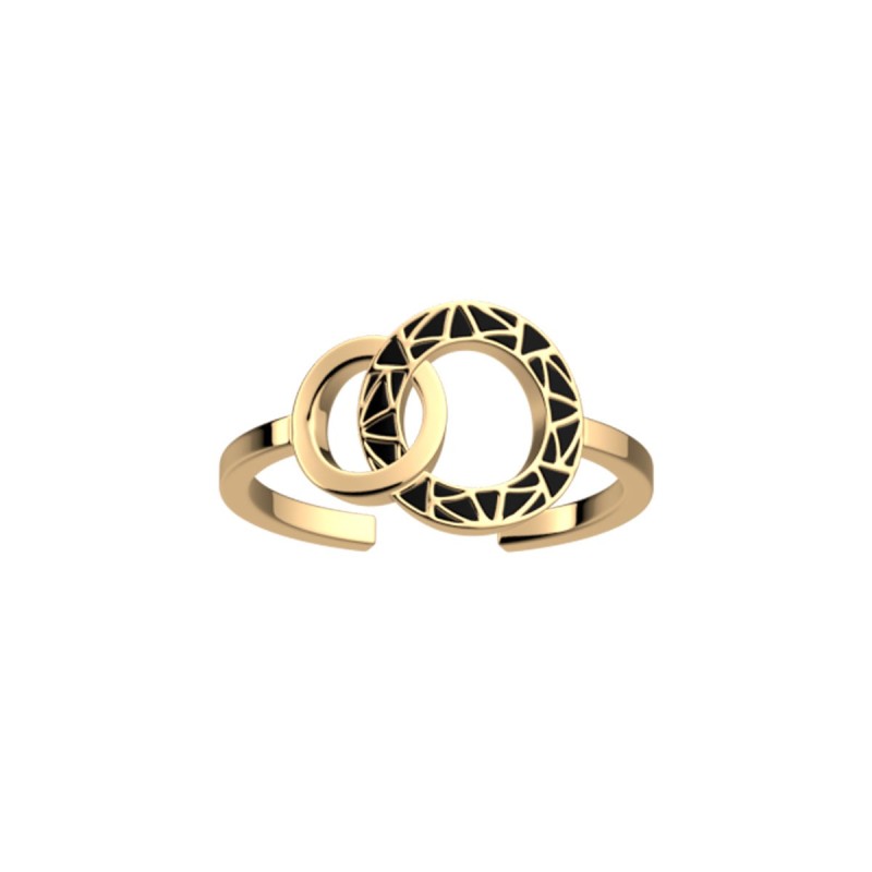 Bague Femme Les Cadettes - Halo Doré Laque Noir