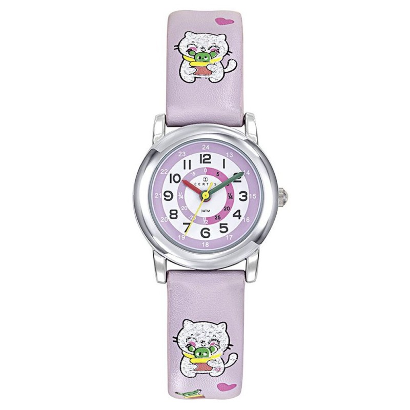 Montre Certus Junior - Bracelet Cuir Violet Chaton