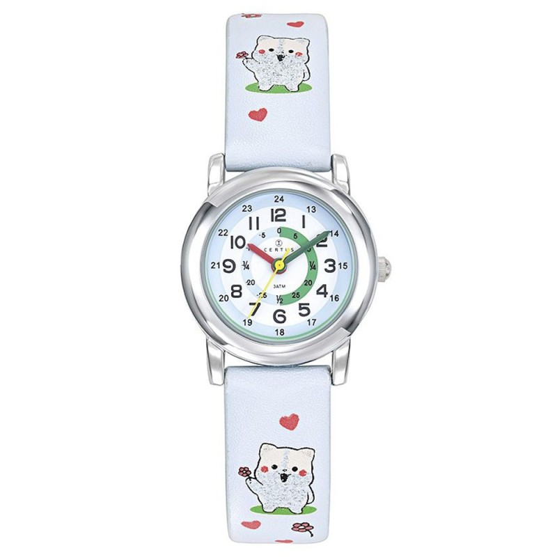 Montre Certus Junior - Bracelet Cuir Bleu Ciel Chaton