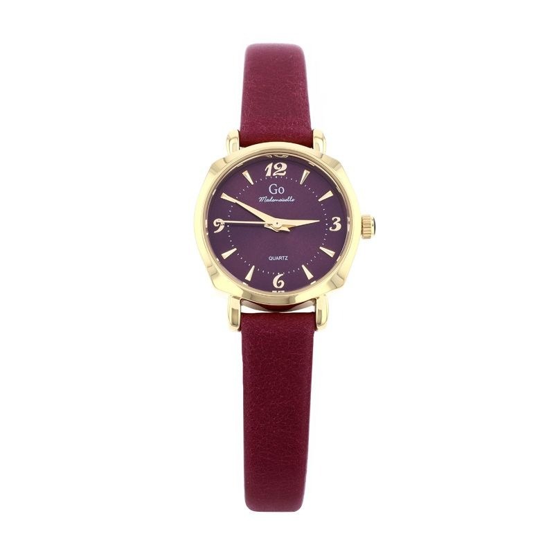 Montre Go femme bracelet cuir rouge