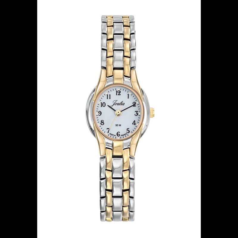 Montre Joalia femme acier bicolore fond blanc