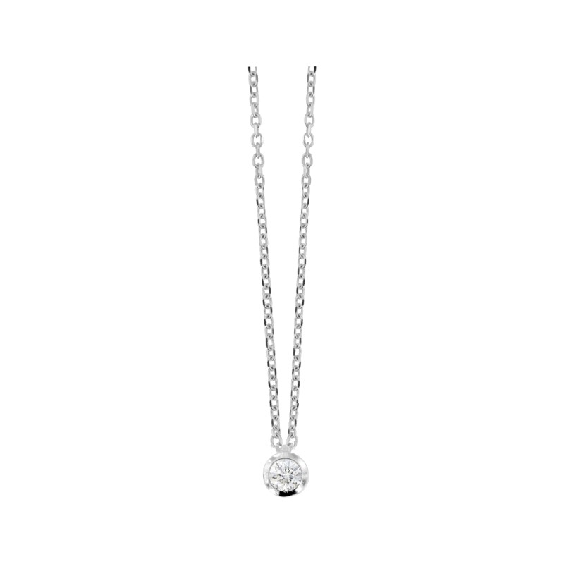 Collier Solitaire Atelier 17 Or Blanc 750/000 Diamant Synthétique Serti Clos