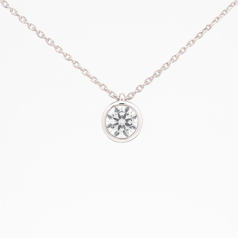 Collier Solitaire Atelier 17 Or Blanc 750/000 Diamant Synthétique Serti Clos