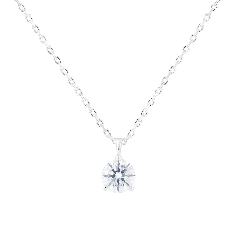 Collier Solitaire Atelier 17 Or Blanc 750/000 Diamant Synthétique Serti 3 Griffes