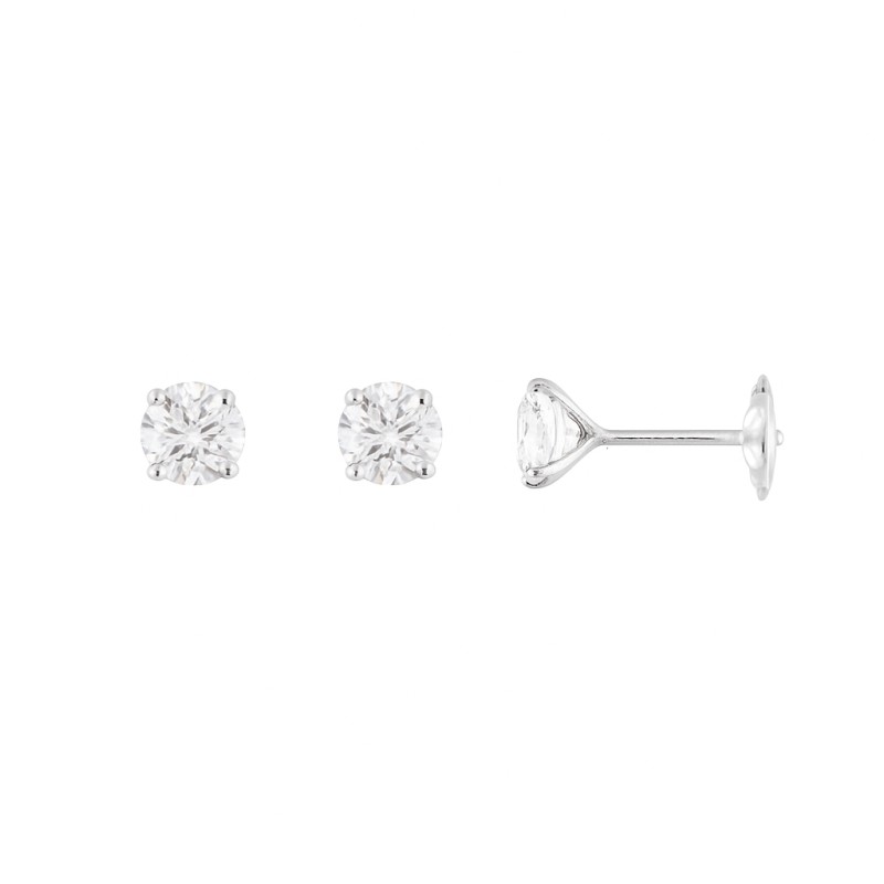 Boucles d'oreilles Atelier 17 Or Blanc 750/000 Diamant Synthétique Système Alpa