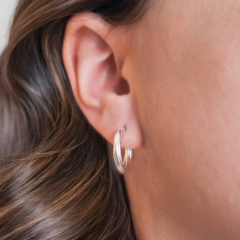 Créoles rondes - Carador - Argent torsadées 3mm - 18/2