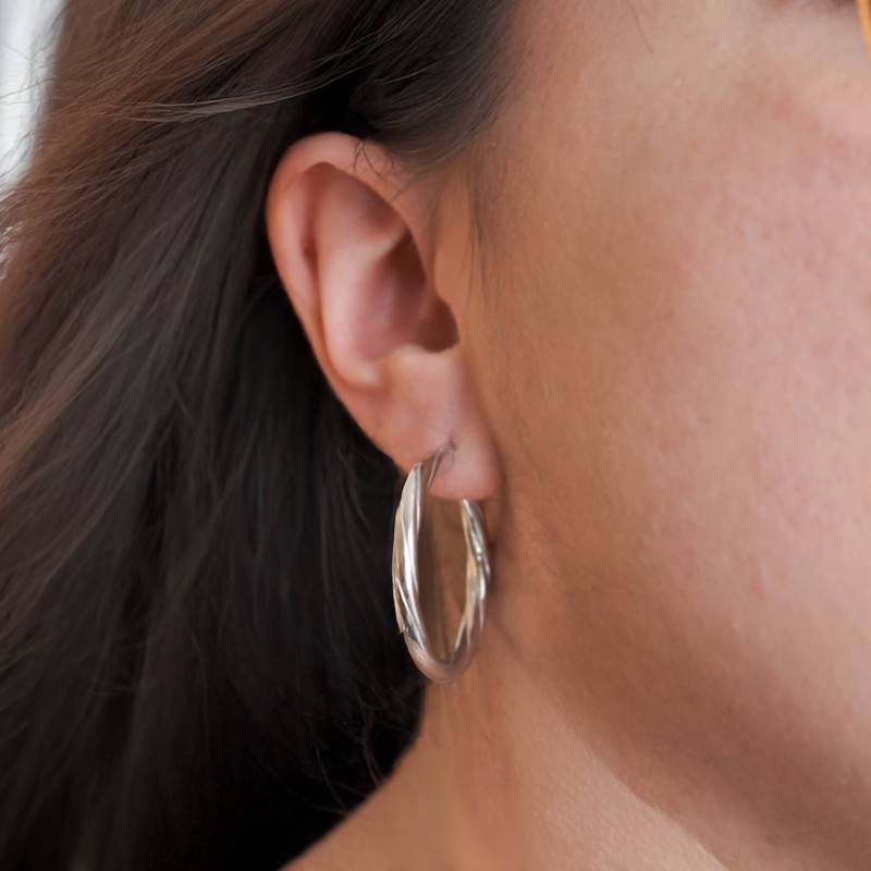 Créoles rondes - Carador - Argent torsadées 3.5mm - 33/2