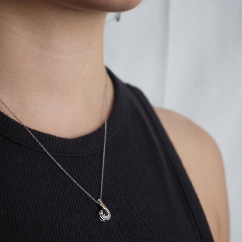 Collier Femme Carador - Or Blanc 375/000 - Saphir - Oxydes de zirconium