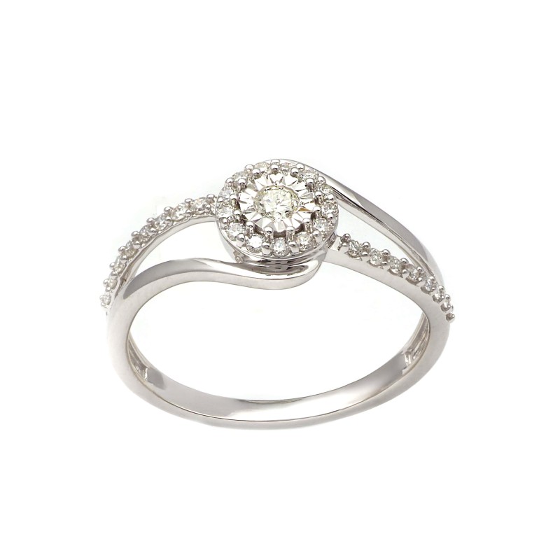 Bague Carador Or Blanc 375/000 Fantaisie Diamants