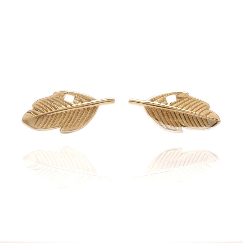 Boucles d'oreilles clous Carador - Or Jaune 375/000 Tout Or Plume
