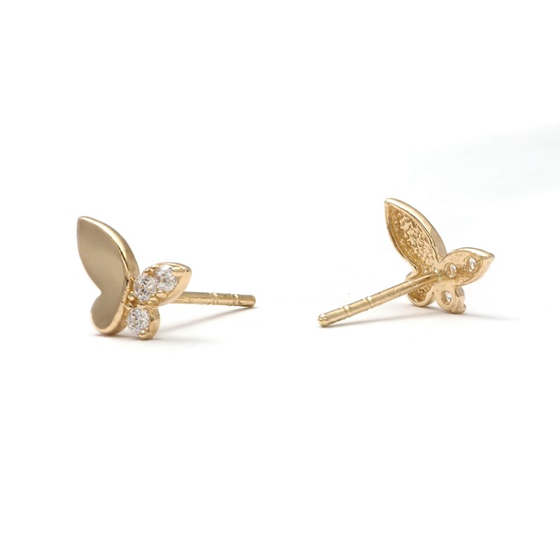Boucles d'oreilles clous Carador - Or Jaune 375/000 Oxydes de zirconium - Papillon