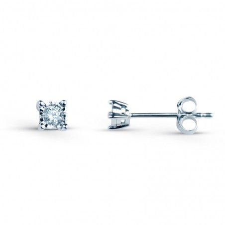 Boucles d'oreilles diamant et or blanc 375/000e