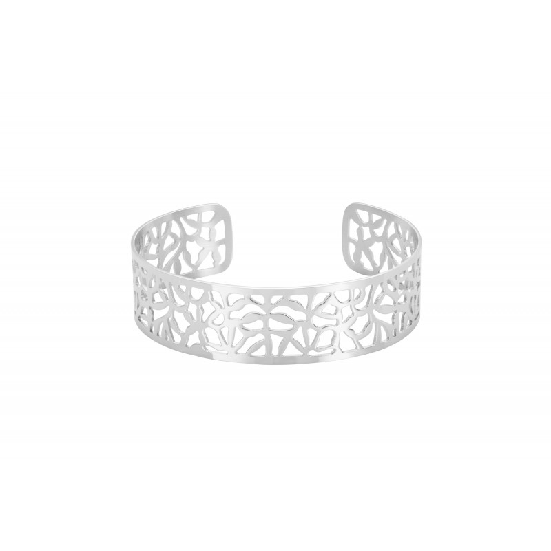 Jonc acier Amporelle motifs dentelle 2 cm