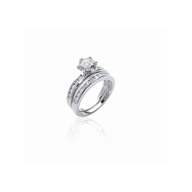 Bague Argent Double Solitaire