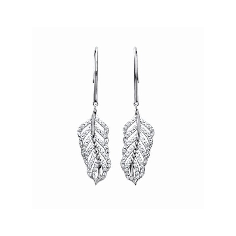 Boucles d'oreilles argent plume
