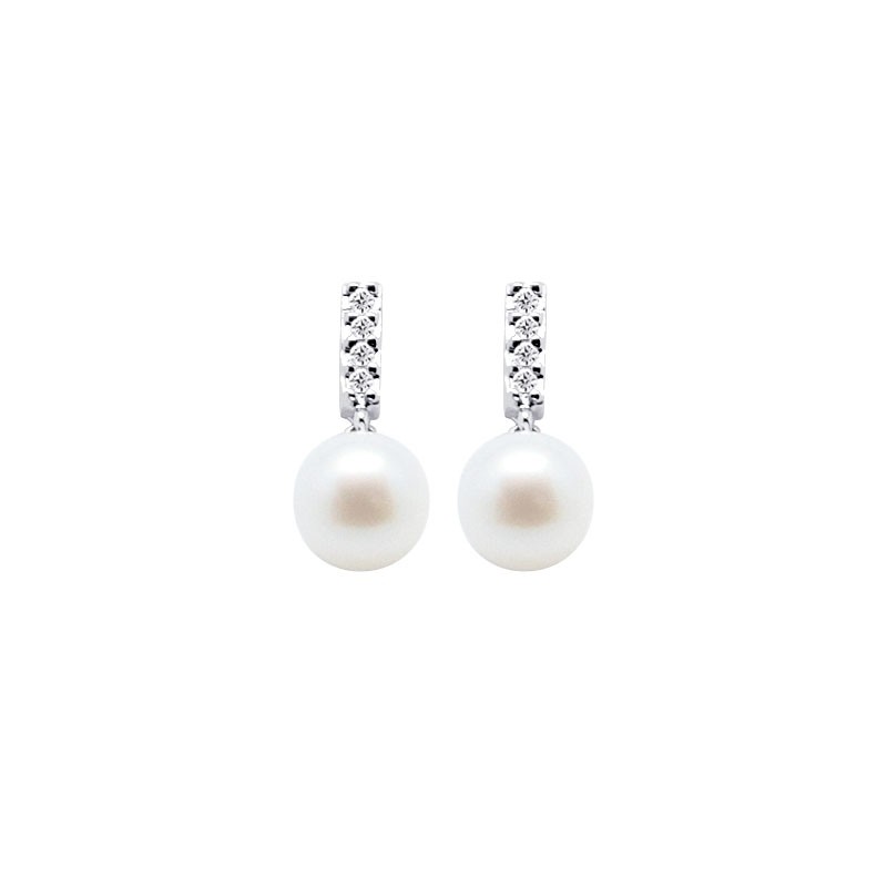 Carador - Boucles d'oreilles pendantes Perle et Or blanc 375/000 MPO27969-01