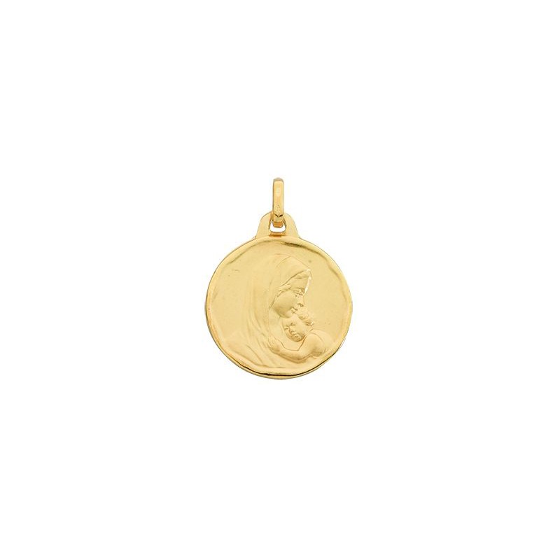 Médaille en or jaune 375/000 Vierge à l'enfant