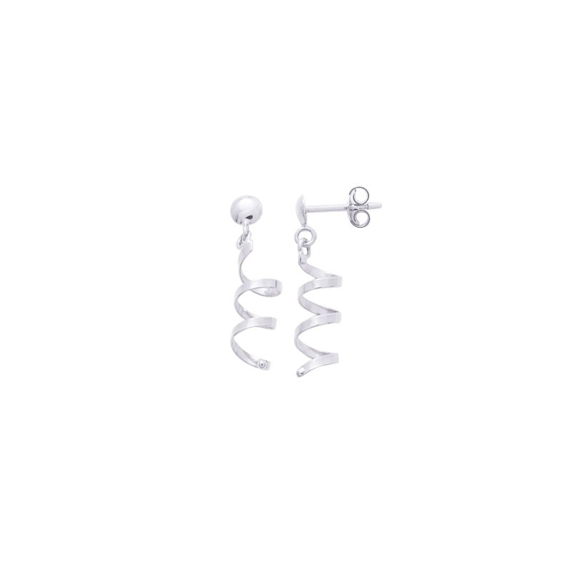Carador - Boucles d'oreilles pendantes torsadées or blanc 375/000 